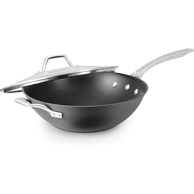 Calphalon Signature Hard-Anodized Nonstick Wok, 12", Flat-Bottom, Oven-Safe, PFOA-Free, Black