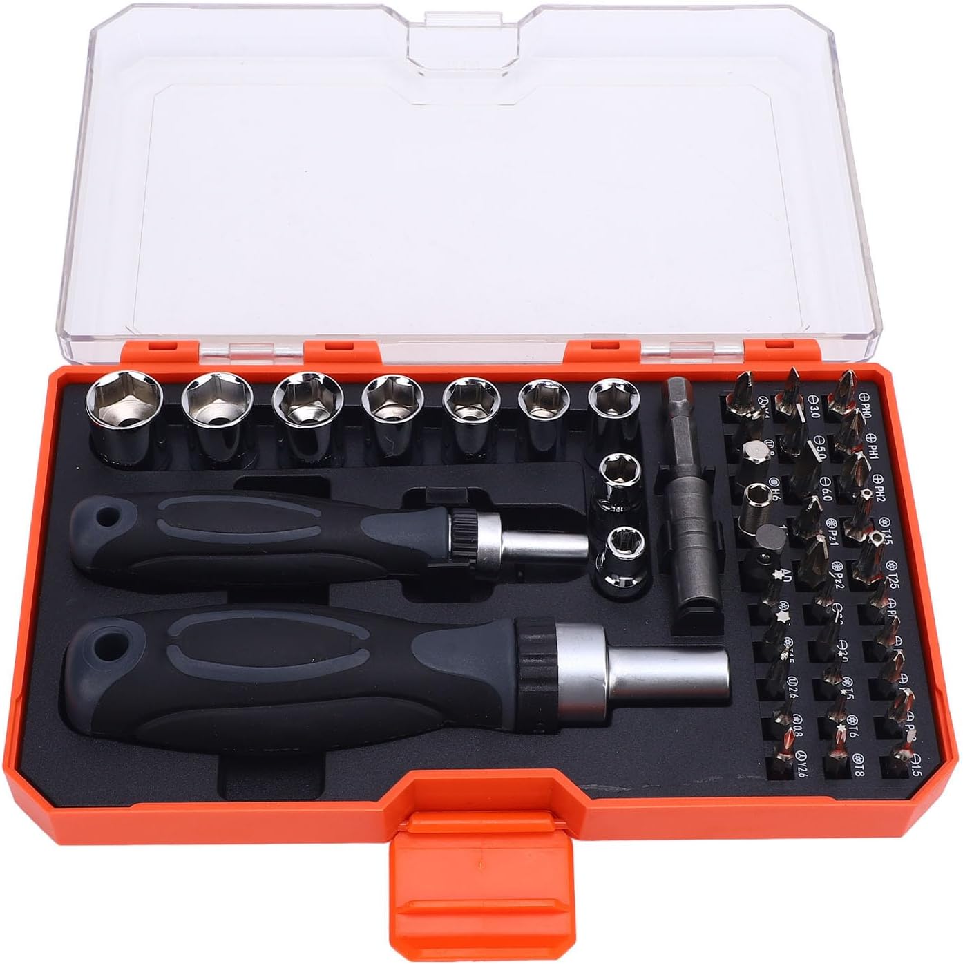 POCREATION Ratchet Set 42 in 1 with Rotatable Handle, Cr V Repair Tool Kits for Home Maintenance