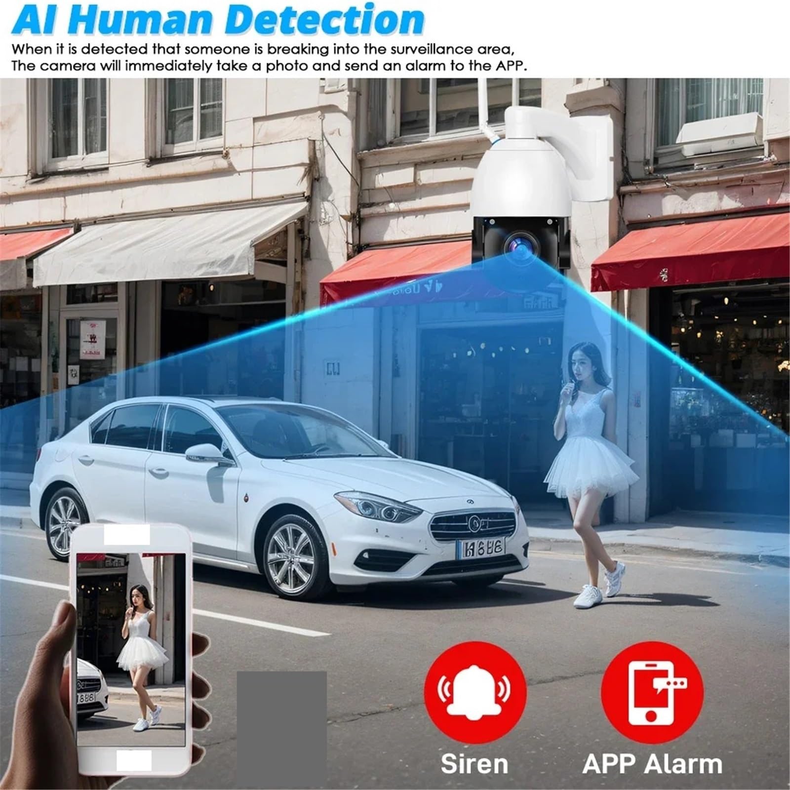 Kamera PTZ WIFI POE z 50-krotnym zoomem optycznym, 8 MP, 4K HD, IP, zewnętrzna, śledzenie człowieka AI, IR, 100 m, monitoring bezpieczeństwa P2P