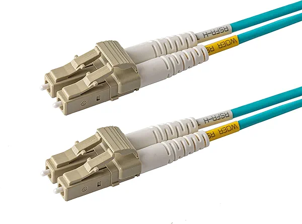 SpeedyFiberTX - 1-Pack 500 Feet Multimode 40G 100G OM4 50/125 Fiber Patch Cable, Duplex LC to LC, Slim Aqua Riser OFNR Cable Jacket