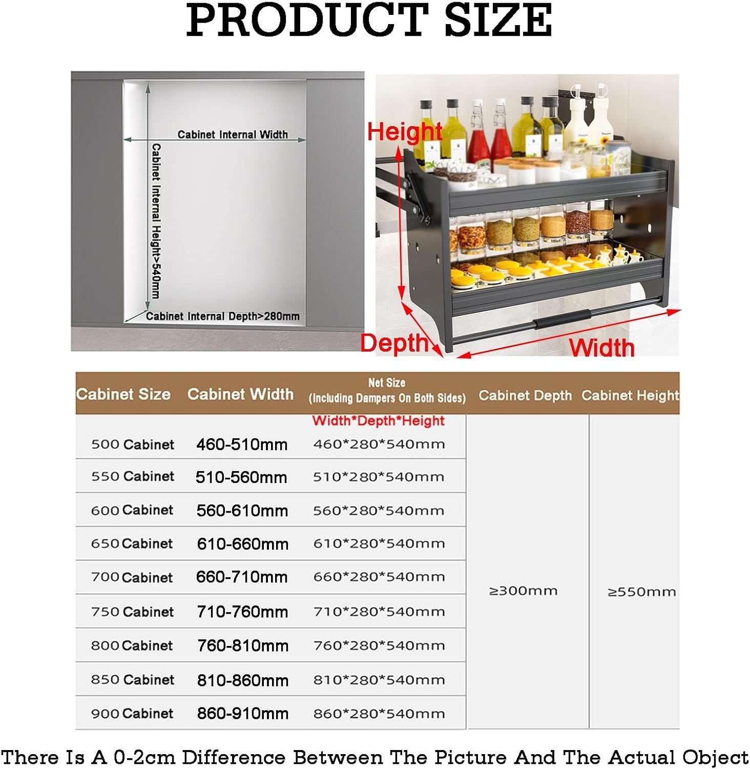 Pull-Down Wall Cabinet Seasoning Rack,Upper and Lower Buffer High Open Door Lifting Basket,Space Saving for Home Cafe,850mm