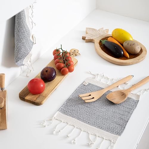Miniatura 58 de SMYRNA TURKISH COTTON Herringbone Series - Juego de 6 paños de cocina lavables a máquina, ultra suaves, absorbentes, prelavados y de secado rápido