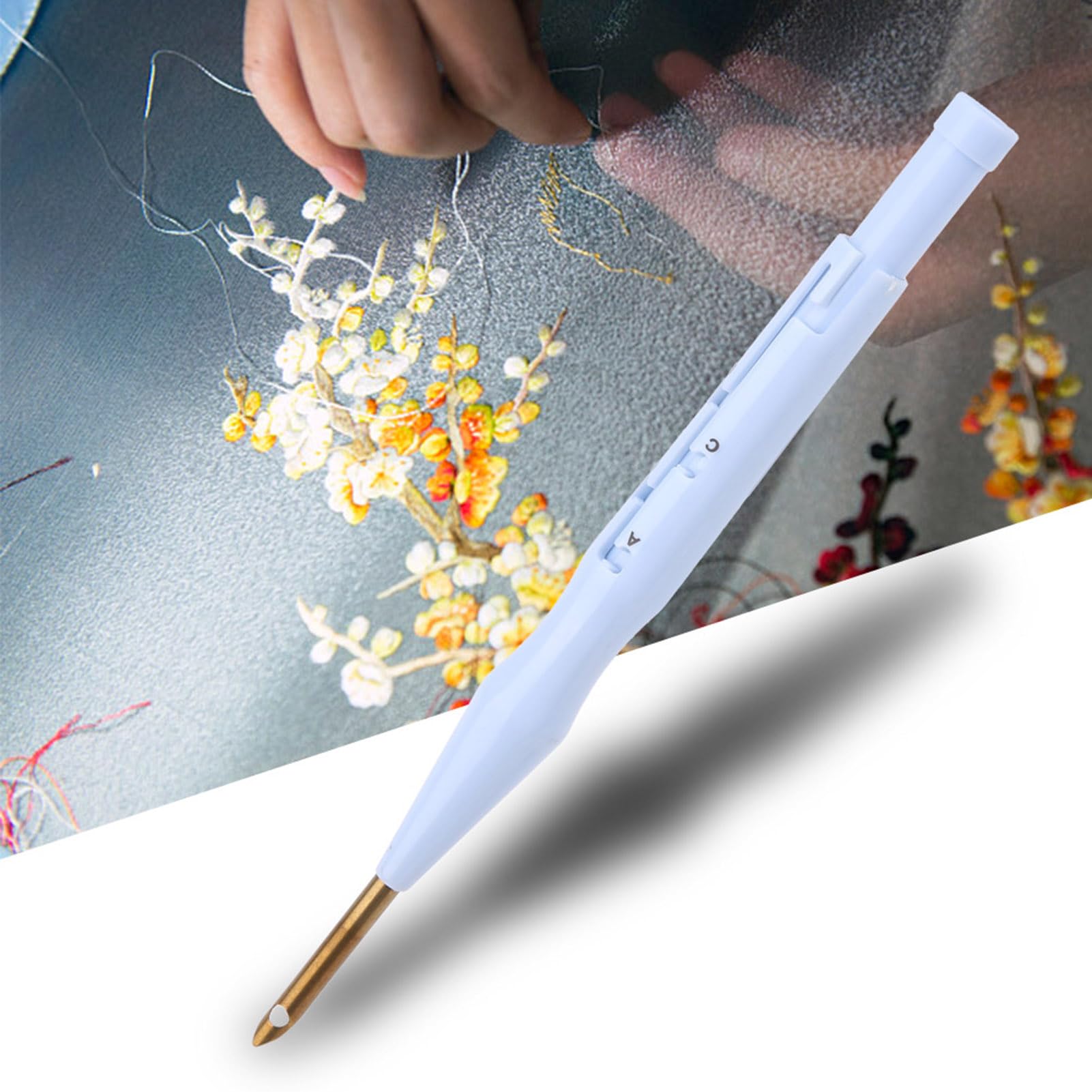 Pu Needle Pen Kit with .6mm & 2.2mm for DIY Embroidery fts - 3 Strand Compatible Tool for .6 & 2.2mm Fabric Punching - Image 4