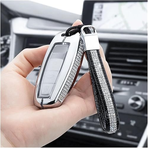 Miniatura 7 de Funda de metal con diseño de diamante para llave de automóvil, compatible con Audi A6 C8 A7 A8 Q8 2020 2021 (color negro)