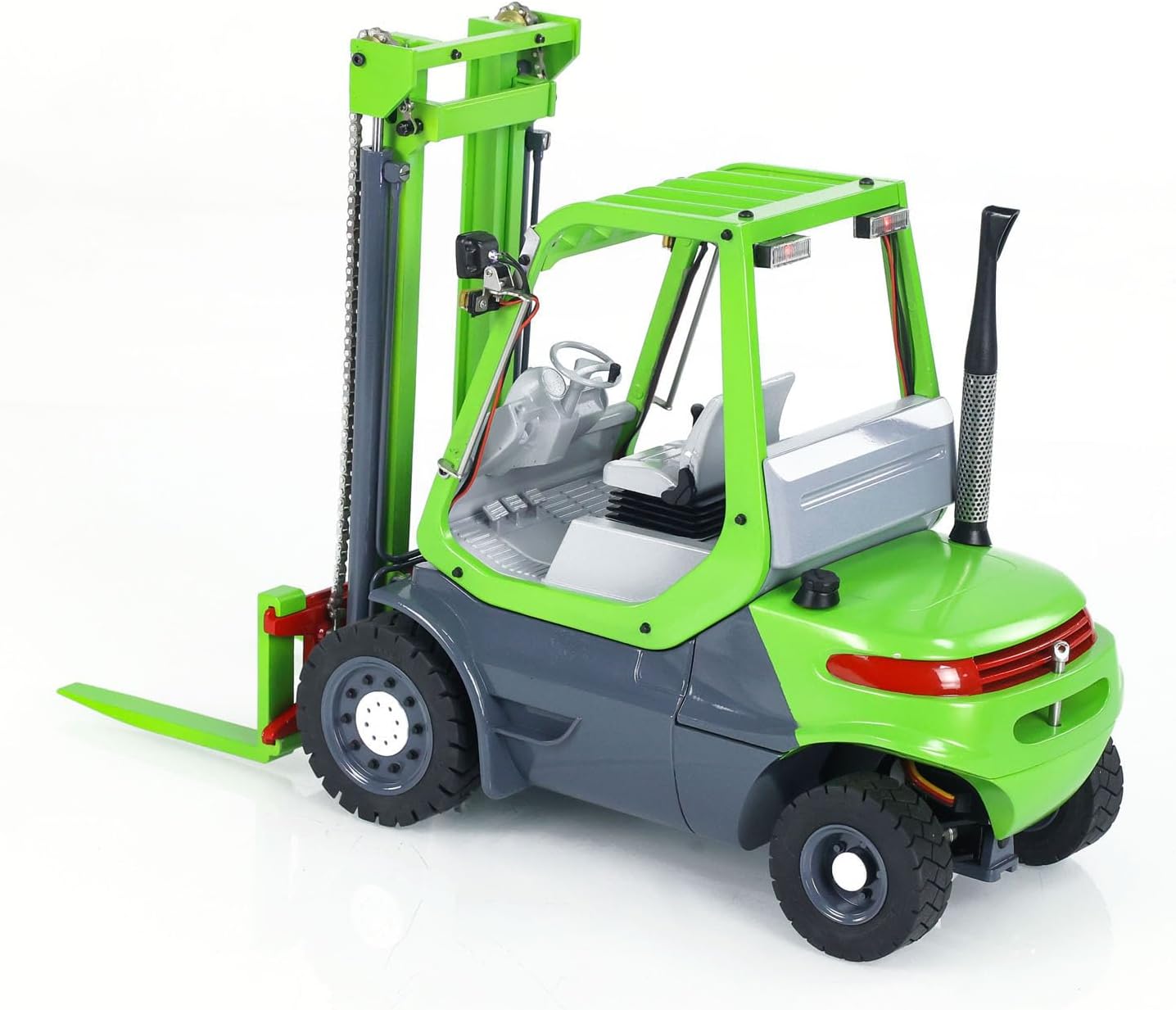 Metal 1/14 RC Hydraulic Forklift Wheeled Transfer Car Hydraulic System RTR Construction Vehicles Motor Servo ESC Light Sound System Truck Model(Green and Grey)