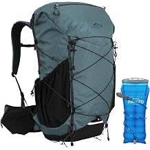 IX INOXTO 45L Hiking Internal Frame Backpacks with 3L Water Bladder and Rain Cover for Camping,Backpacking,Travelling Gray blue