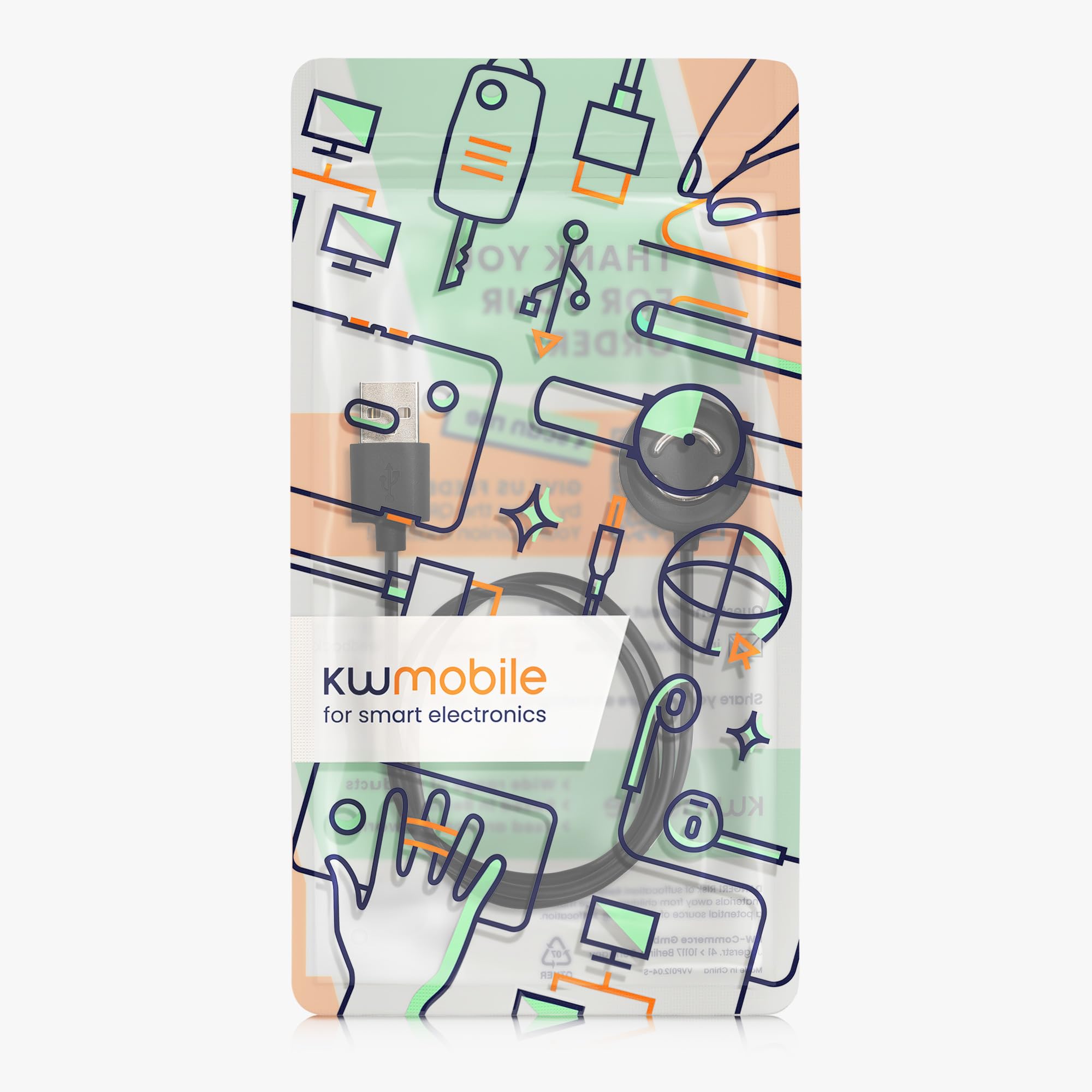 kwmobile Câble USB Compatible avec Suunto Peak 9 câble - Câble Rechange Chargeur Fitness Tracker Montre connectée - Noir (Lot de 2)