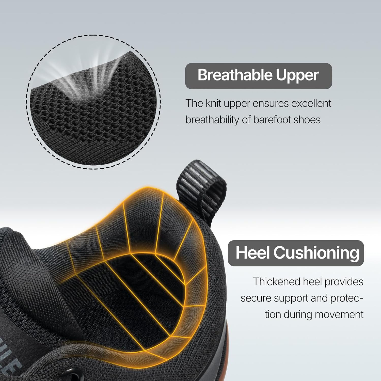ATHMILE Men's Barefoot Shoes Wide Toe Box Trail Running Walking Shoes Zero-Drop Sole Lightweight Grounding Minimalist Sneakers Athletic Training Lifting Shoes for Gym Hiking Workout Cycling