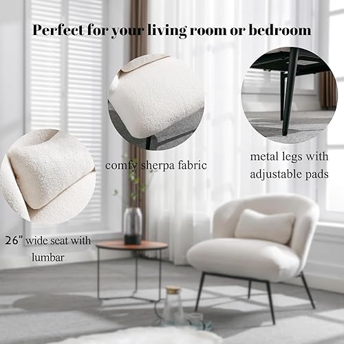 Miniatura 21 de LukeAlon Sofá individual de piel sintética, moderna silla tapizada con patas de metal y almohada, bonita silla de sala de estar, silla de asiento