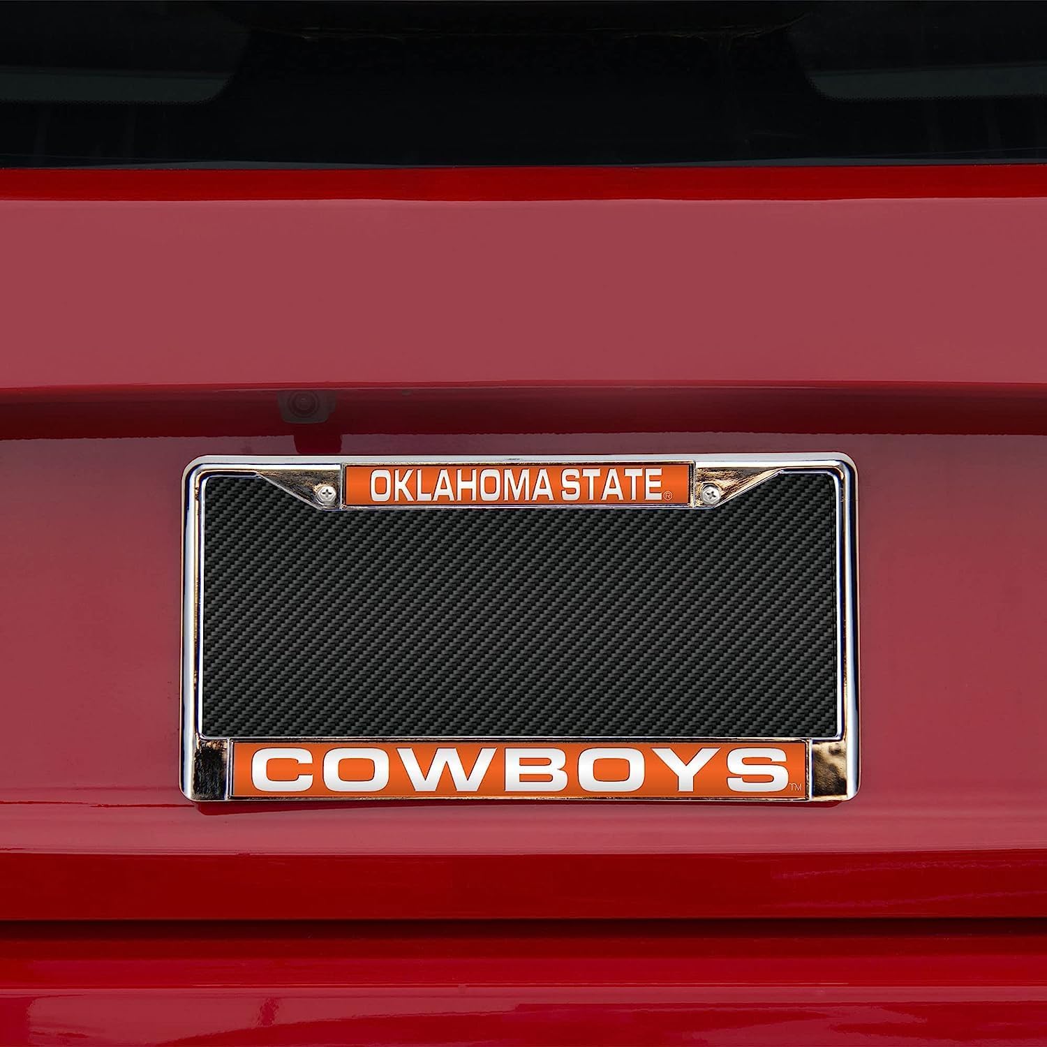 Oklahoma State Cowboys Chrome Metal Laser License Plate Frame - Set of 2 Frames
