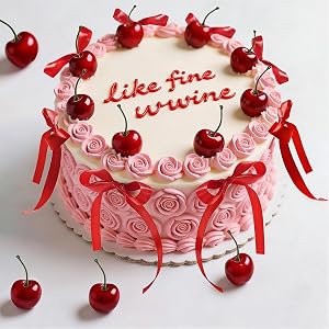 Cherry Cake Decorations - Pack of 30 Realistic Artificial Cherry Cake Toppers & Red Bows for Cakes Non-Edible Fake Fruit Decoration for Birthday and Wedding Parties