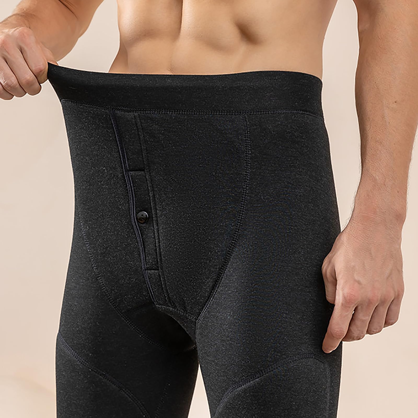 Caleçon Long Homme Thermique sous-Vêtement Chaud Collant Hiver Legging Doux et Léger(Size:4XL,Color:Noir)