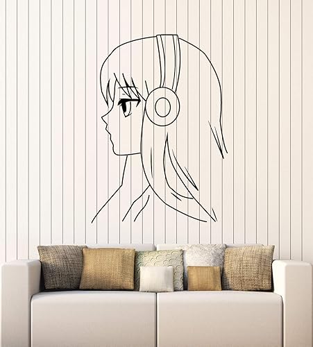 Vinilo decorativo para pared, diseño de anime, caricatura, manga, adolescente, habitación, decoración grande (g3150), color negro
