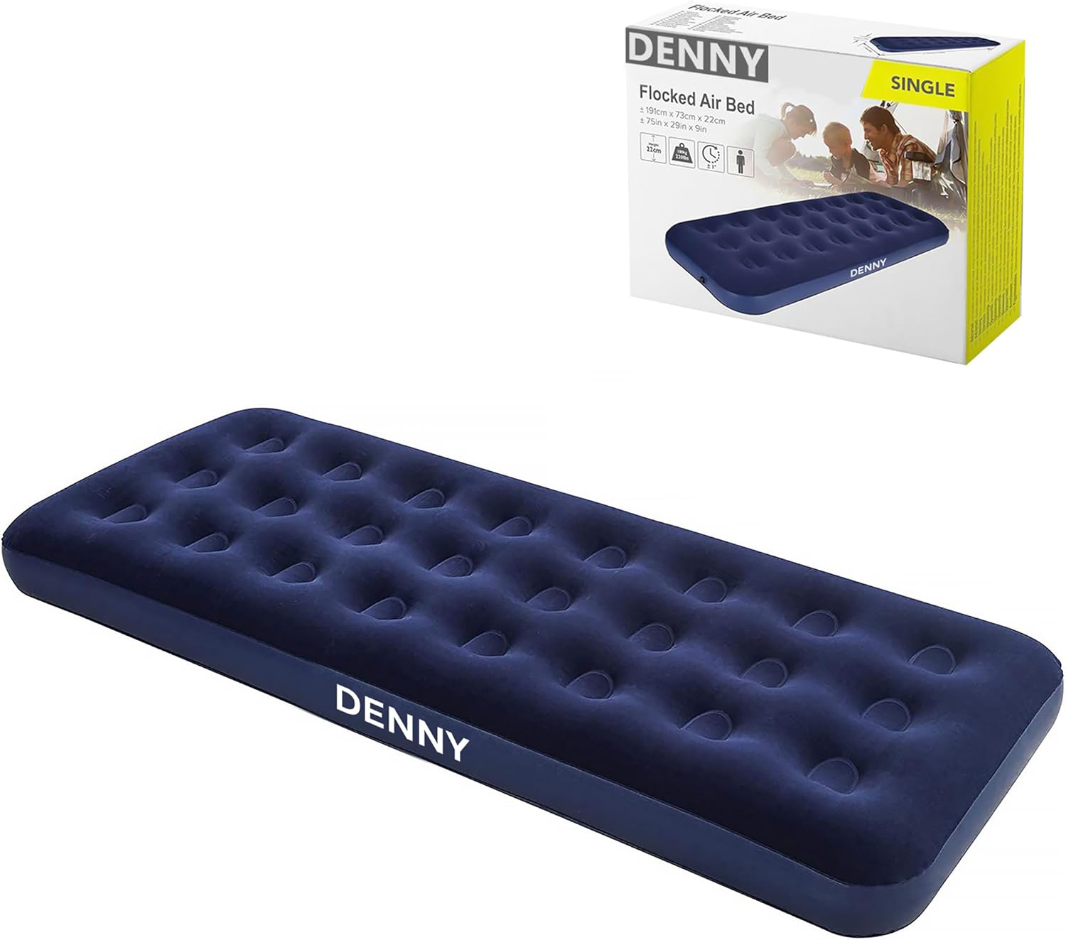 DENNY Single Airbed Inflatable Mattress, Waterproof Camping Mattress Air Bed, Quick Inflatable