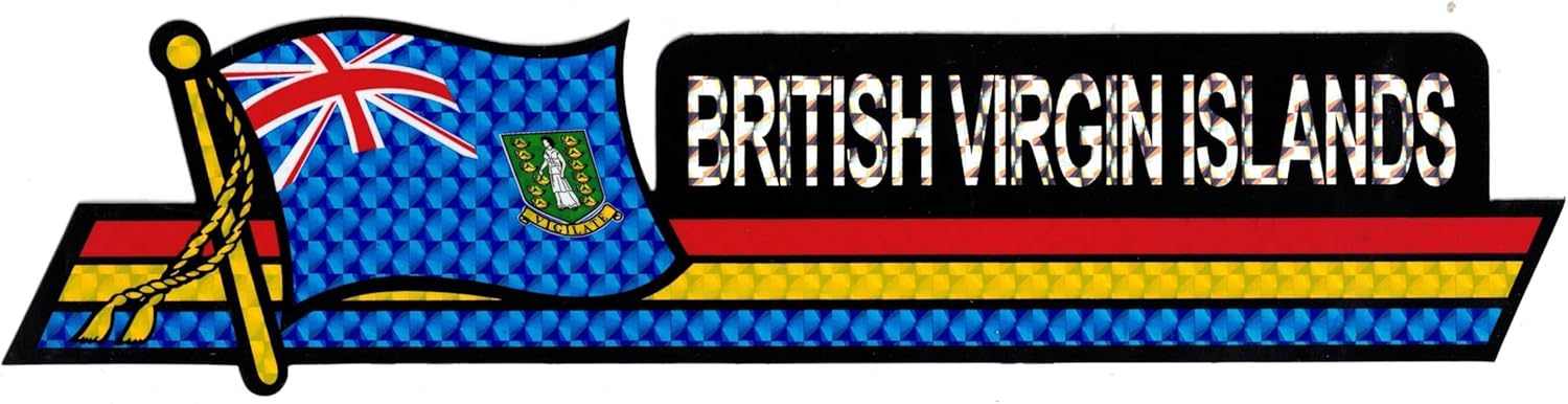 Pack of 50 British Virgin Islands 3"x12" Reflective Decal Bumper Sticker DCX-036