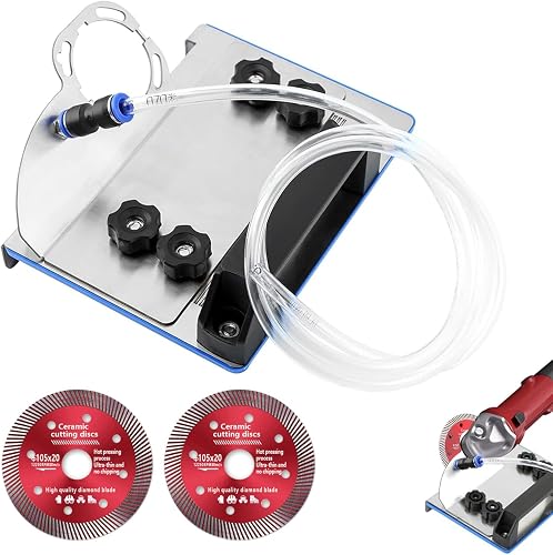 45 Degree Tile Chamfering Tool, Angle Grinder Stand with 2Pcs Diamond Saw Blades for 45° Tile Cutting, Tile Cutter Tools Angle Grinder Attachments Compatible with 100-Type Angle Grinders
