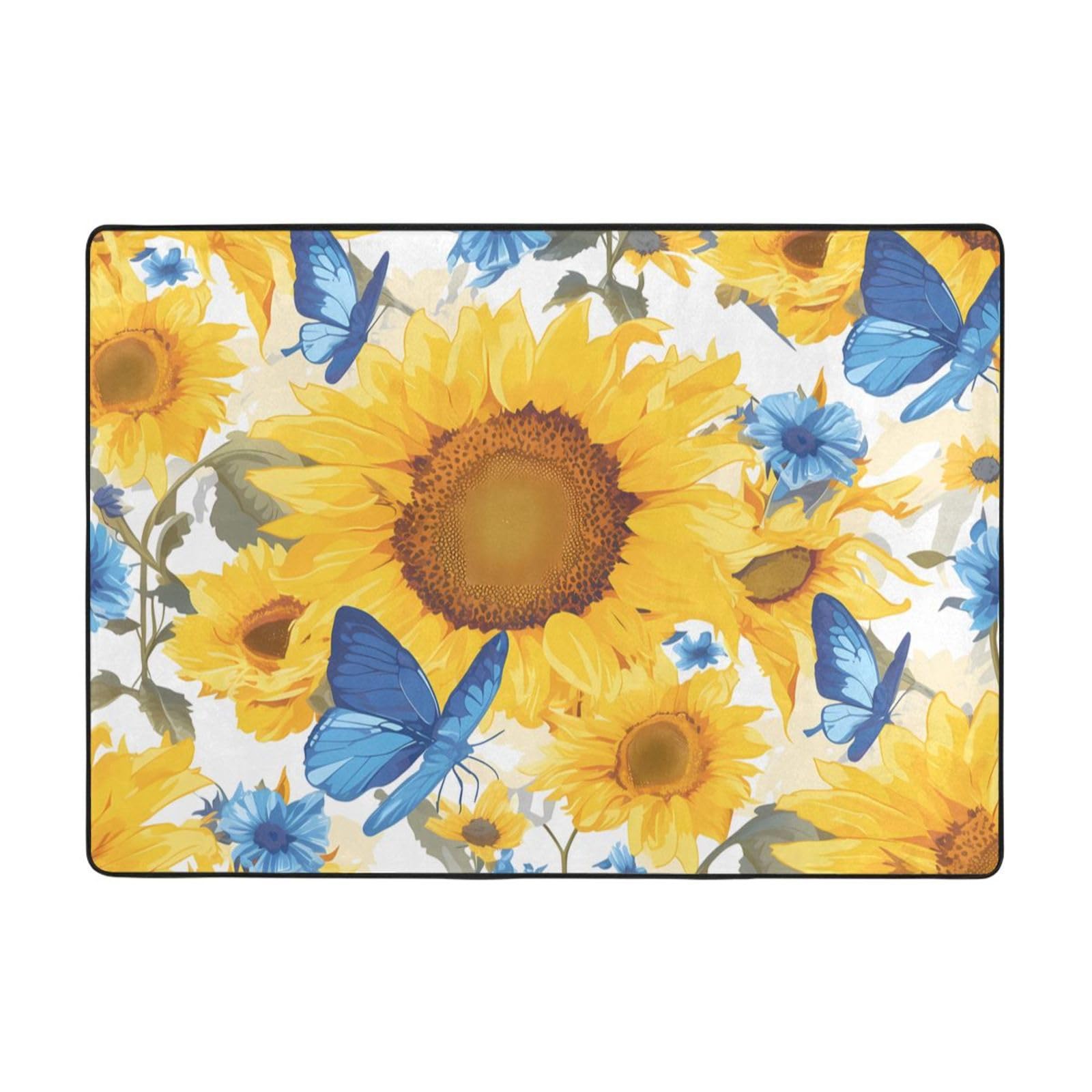 Tapis de sol doux esprit jardin d'été tournesols jaunes pour réchauffer le salon