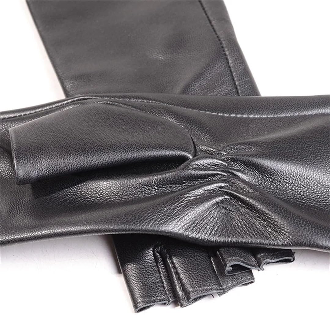 Guantes largos de ópera sin dedos para mujer, color sólido, color negro, 50 cm, talla XL, Negro, XL