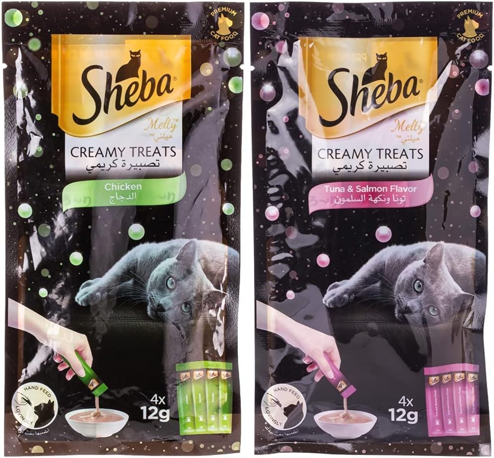 Creamy Treat Cat Food Chicken Flavour 4 x 12g & Creamy Treat Cat Food Tuna & Salmon Flavour 4 x 12g