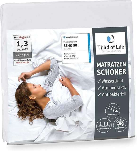Ochraniacz na materac 200x200 | Higieniczny i oddychający pokrowiec na materac | Antyalergiczna ochrona materaca | 100% wodoodporny | Przetestowany dermatologicznie | Nakładka ochronna 200 x 200 cm