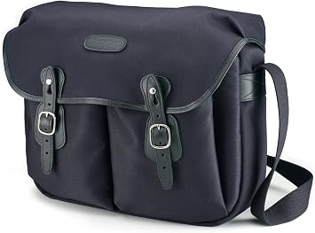 حقيبة كتف من Billingham Hadley كبيرة من الألياف مع تقليم من الجلد الأسود