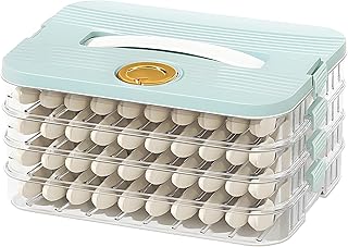 Varku 4-Tier Stackable Food Storage Container with Handle, Transparent Bento-Style Organizer for Kitchen & Refrigerator – Ideal for Dumplings, Fruits, Snacks & Small Portions