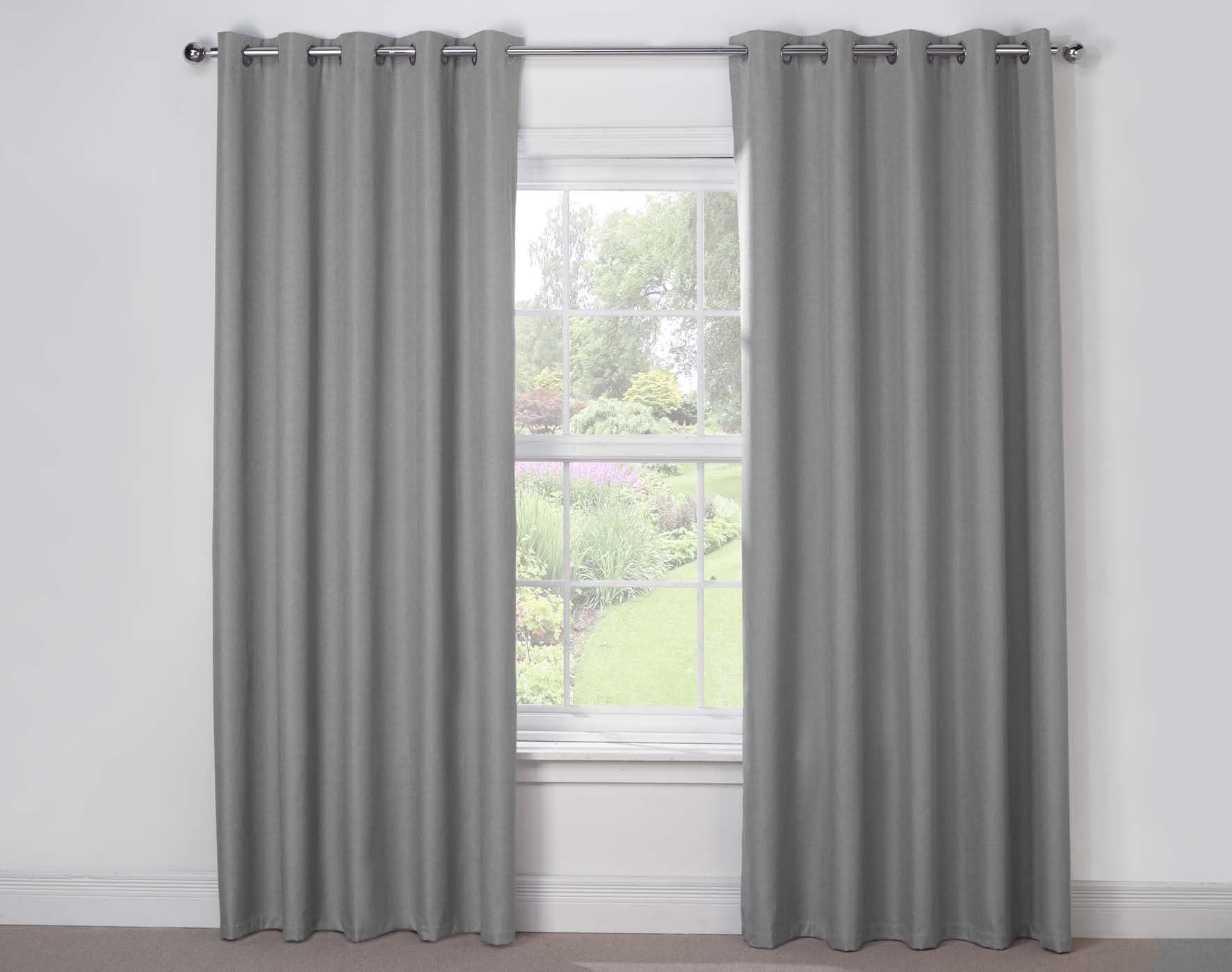 Julian Charles Luna Thermal Coated Eyelet Curtains 90" x 54", Fabric, Silver, 137x228x0.01 cm