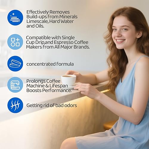 Miniatura 7 de Tabletas descalcificadoras para máquina de café, 24 unidades, compatibilidad universal, fórmula a base de plantas, suministro de 1 año, tabletas de