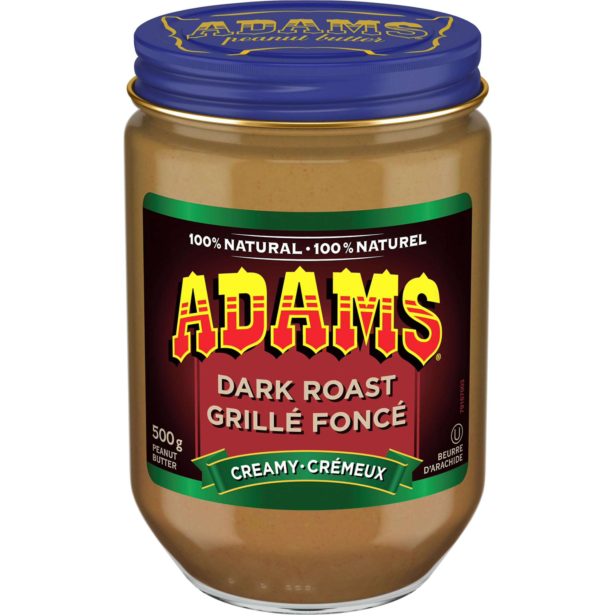 Adams 100% Natural Dark Roast Creamy Peanut Butter, 500g/17.5 oz