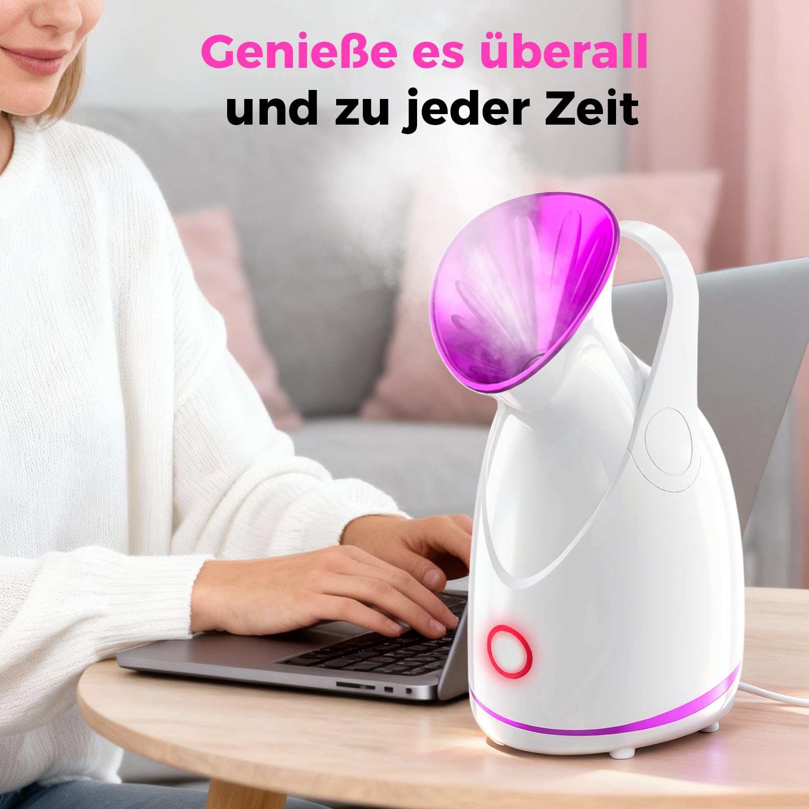 BRICH Gesichtsdampfgerät Nanoionische Gesichtsauna SPA Porenreiniger 6 Edelstahl-Tools 5-Min-Schnellaufheizung Temperaturkontrolle 35-45°C