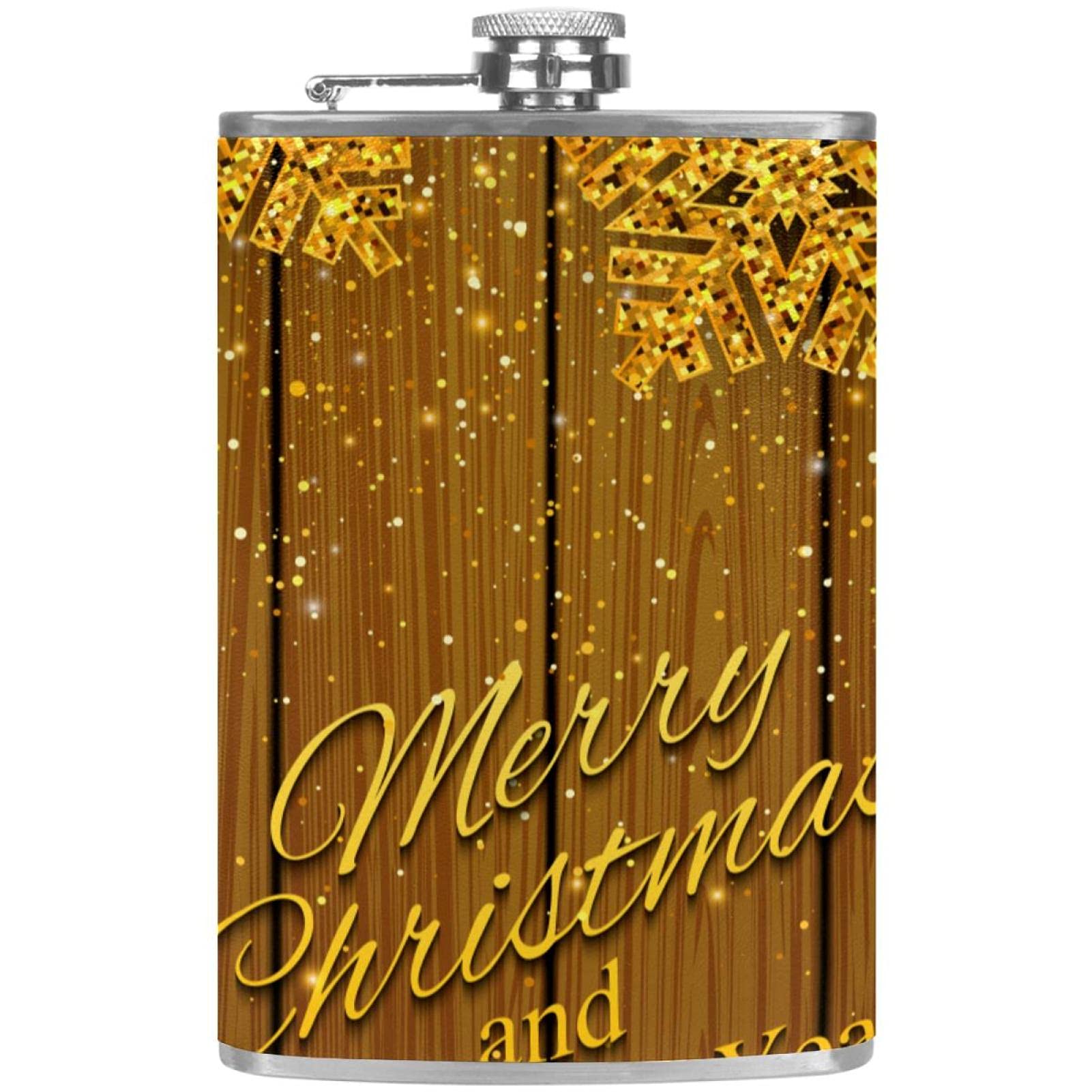 Petite flasque cadeau pour homme ou femme en cuir style boisé et étanche