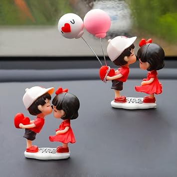 Cartoon Figurine - Cute Couples Action, 2 Pairs, Car Interior Decoration Ornament