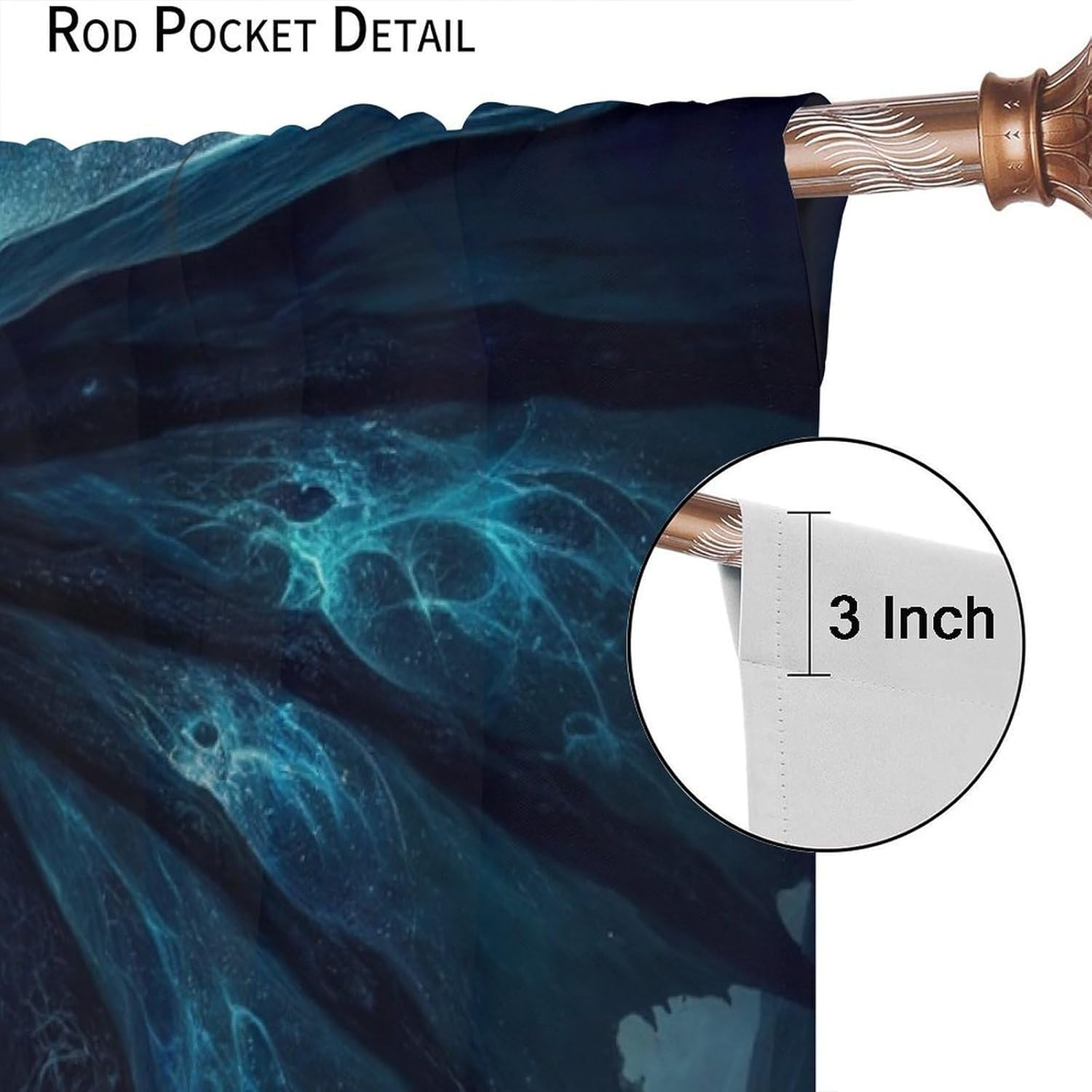 Dragon Blackout Curtains,Black Galaxy Magical Animal Dragon Pattern Drapes Window 2 Panel Rod Pocket Curtain for Boys Room Nursery Bedroom Decor 21" W X 45" L