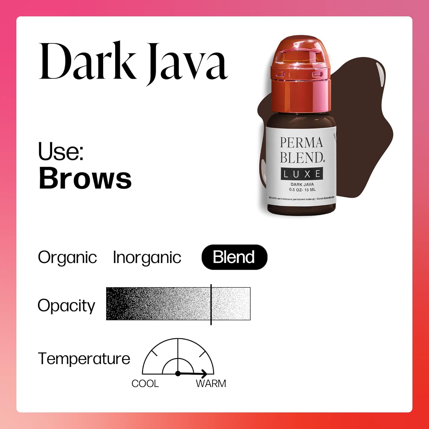 Perma Blend Luxe - Dark Java - Vegan Lip Tattoo Ink - Warm Brown Microblading Pigment with Medium-High Opacity - for Lip Blush & Permanent Makeup - Cruelty-Free (0.5 oz)