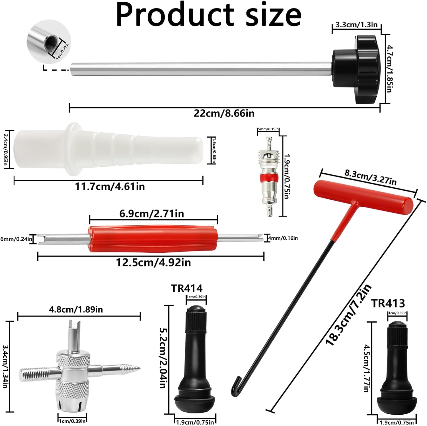 23PCS Tire Valve Stem Tool，Quick Change Valve Installer Kit with TR413/TR414 Valve Stems ，Valve Stem Removal Tool,4-Way Valve Core Removal Tool，for Cars Motorcycles Lawn Mowers ATVs (Black)
