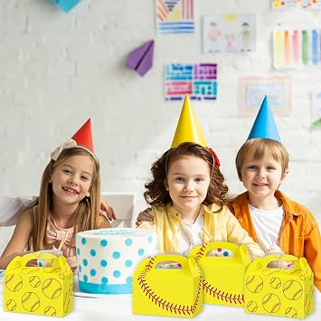 gisgfim 12 Pcs Softball Party Gift Treat Box, Softball Candy Goodie Favor Box for Softball Theme Birthday Baby Shower Party Favors Supplies Decorations