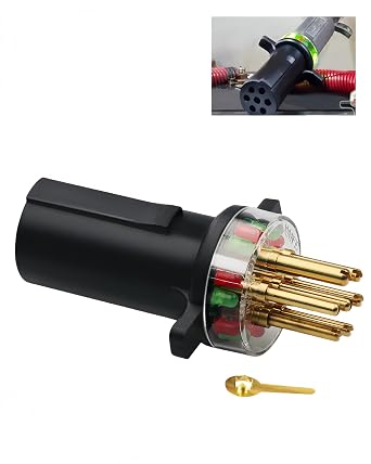 7865L 7-Way Round Pin Trailer Plug Tester Circuit Tester for Turn Signals, Brake Lights, Hazard Lights & More for SAE J560 Connections Includes Extra Jumper Connector