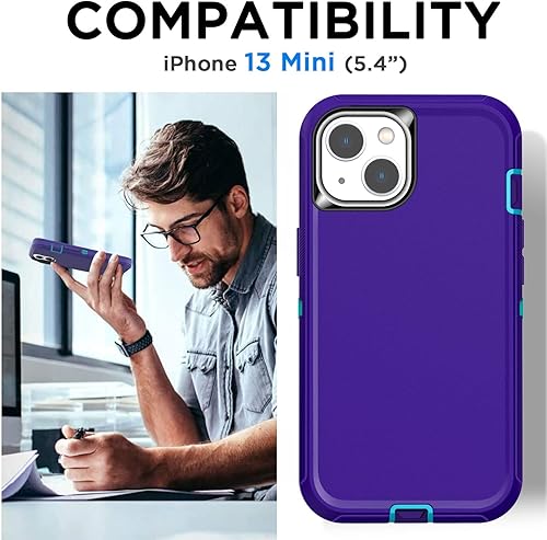 Miniatura 2 de AICase Funda para iPhone 13 Mini (5.4 pulgadas) con protector de pantalla de vidrio, protección contra caídas de alta resistencia, cuerpo completo,