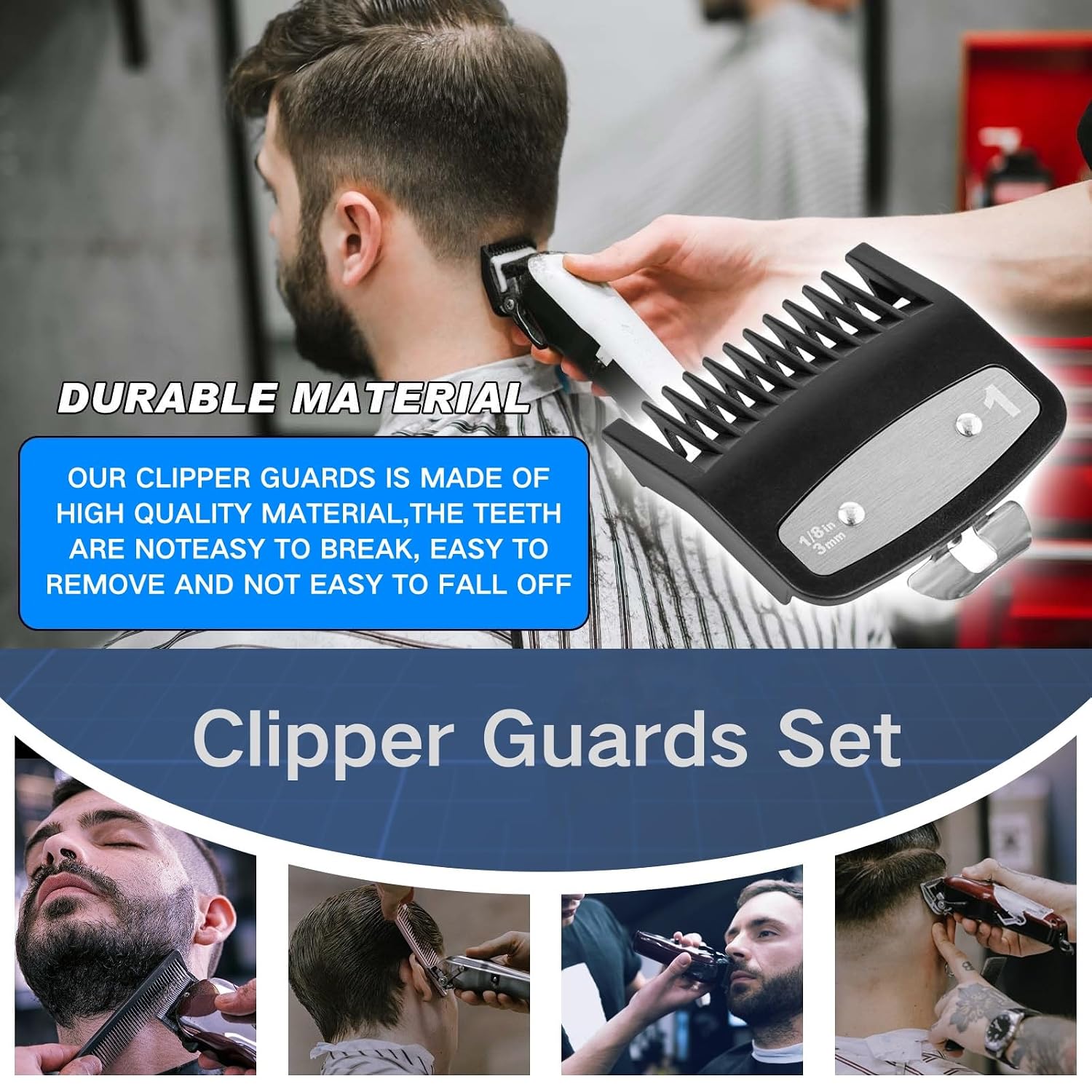 2 Pack Replacement for Wahl Clipper Guards Set Compatible with wahl 1/2 clipper guards,Metal Guide Comb Attachment 1/16" (1.5 mm), for Barbers and Stylists,Black