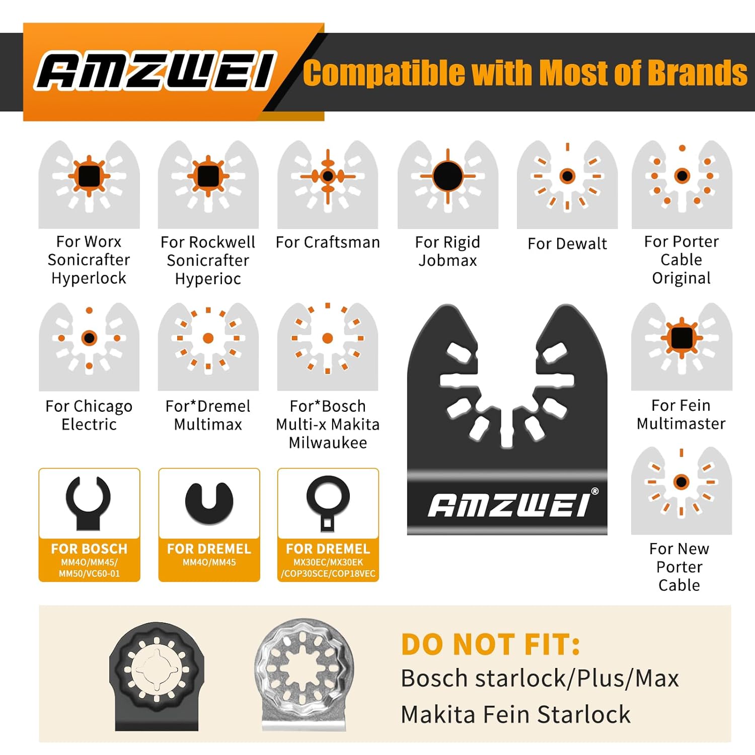 AMZWEI 3PCS Hook Knife Oscillating Multi Tool Blade, Hook Push Pull Scraper Saw Blades for Roofing Shingles, PVC Floor Carpet, Cardboard Cutting, Compatible with Dewalt Milwaukee Craftsman Ryobi