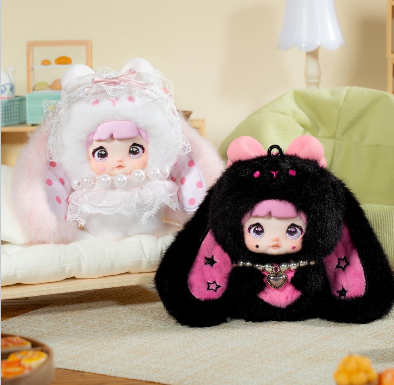 Baby Sweetheart Bunny Series Blind Box - 3 Expressions Adorable Hangable Toys for Collectors - 3.74IN Random Surprise Doll with Unique Designs, 1PCS (1 of 10 Possible Styles)