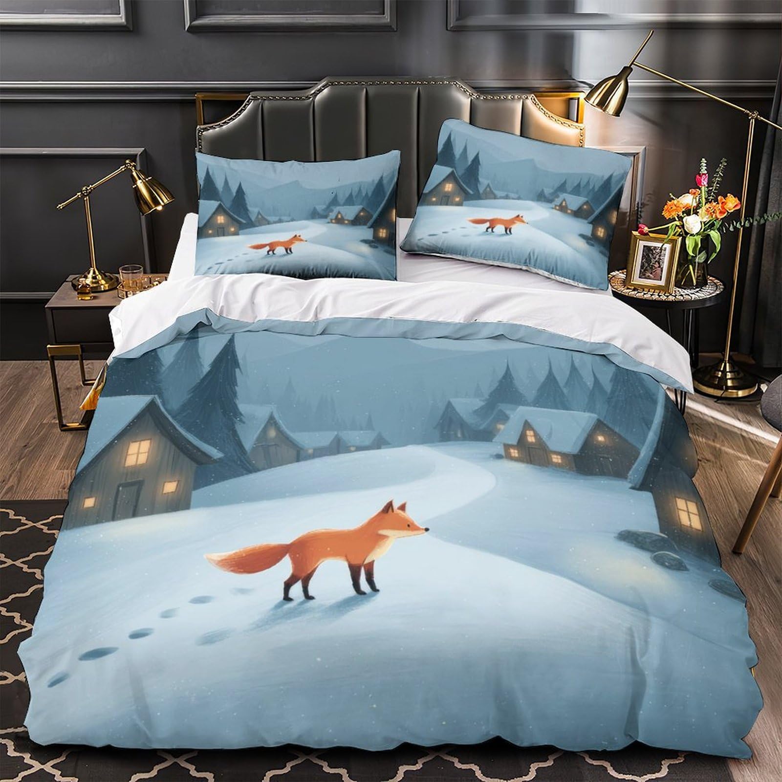 Housse de couette loup fermeture éclair parure de lit résistante