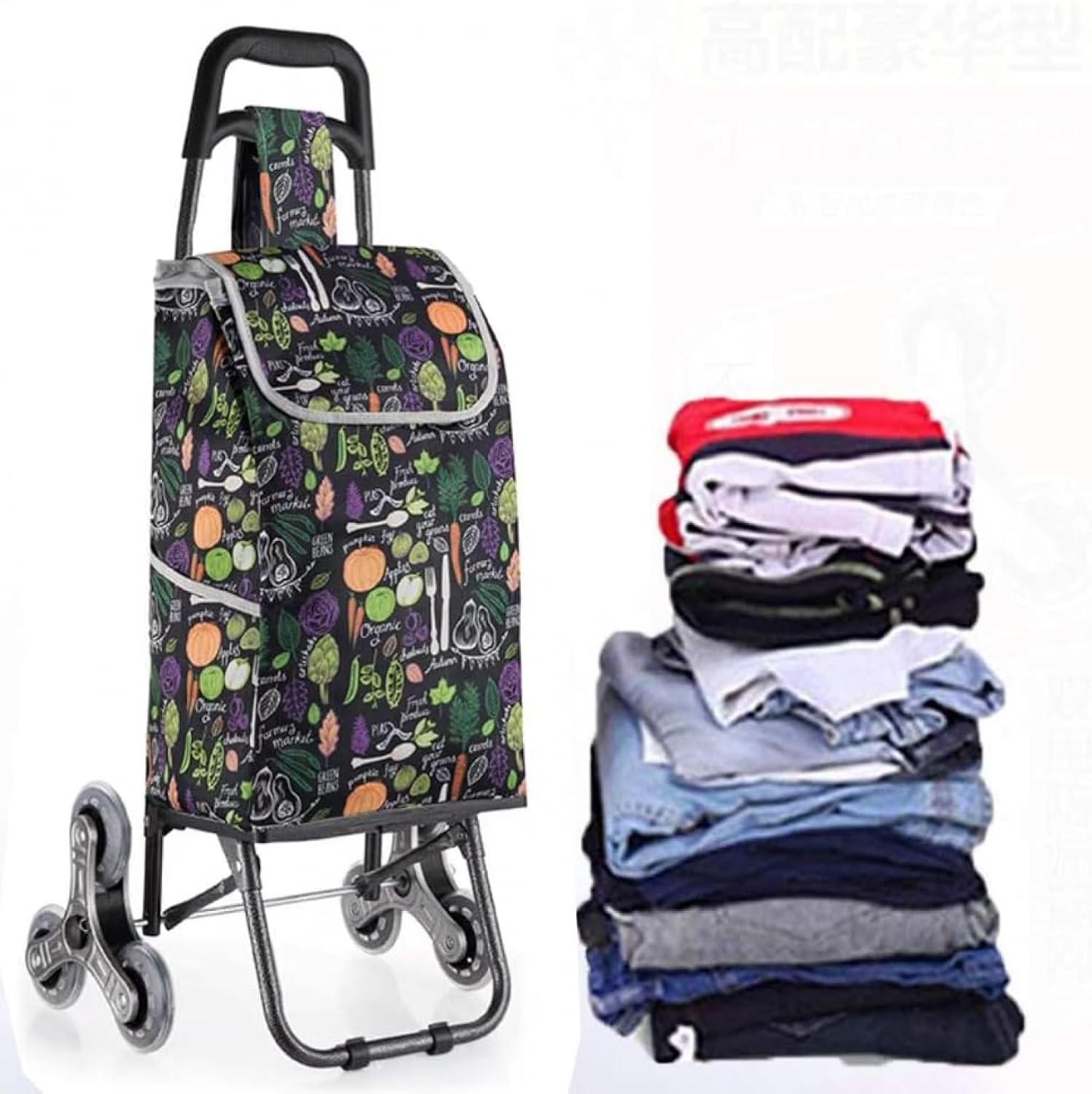 Shopping Trolley with Large Wheels Extra Large Shopping Trolley Shopping Aid 50 kg Load Capacity Shopping Trolley Stair Climbere for Supermarket Travel-Purple