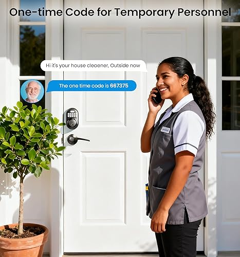 Miniatura 6 de Veise Cerradura de puerta de entrada sin llave con 2 manijas de palanca, cerrojo de teclado electrónico, bloqueo automático, luz trasera y diseño de