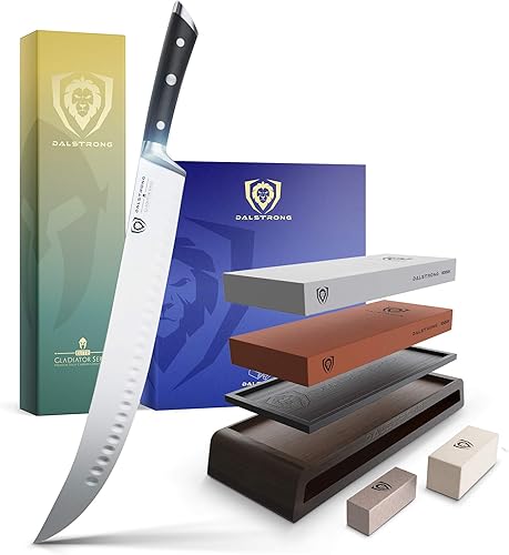 Dalstrong The Gladiator Series - Cuchillo de carnicero de 14 pulgadas incluido con kit de piedra de afilar premium #1000#6000