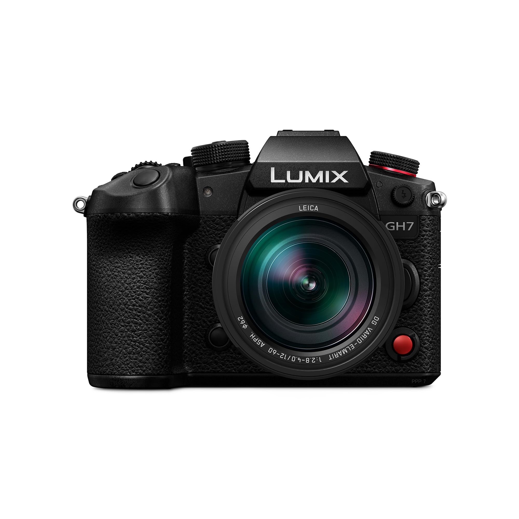 Panasonic Lumix DC-GH7LE Micro Four Thirds Mirrorless Camera with Leica DG Vario-Elmarit H-ES12060 Lens, 25.2MP, C4K/4K 4:2:2 60/50p Video, Phase Hybrid AF, Active IS, OLED Viewfinder, Black