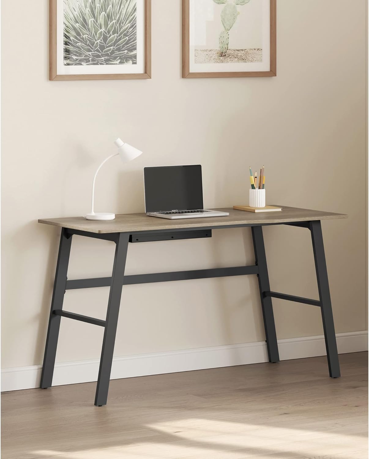 Realspace Nashira 52-inch Computer Desk without the hutch, demonstrating its standalone functionality as a simple desk.