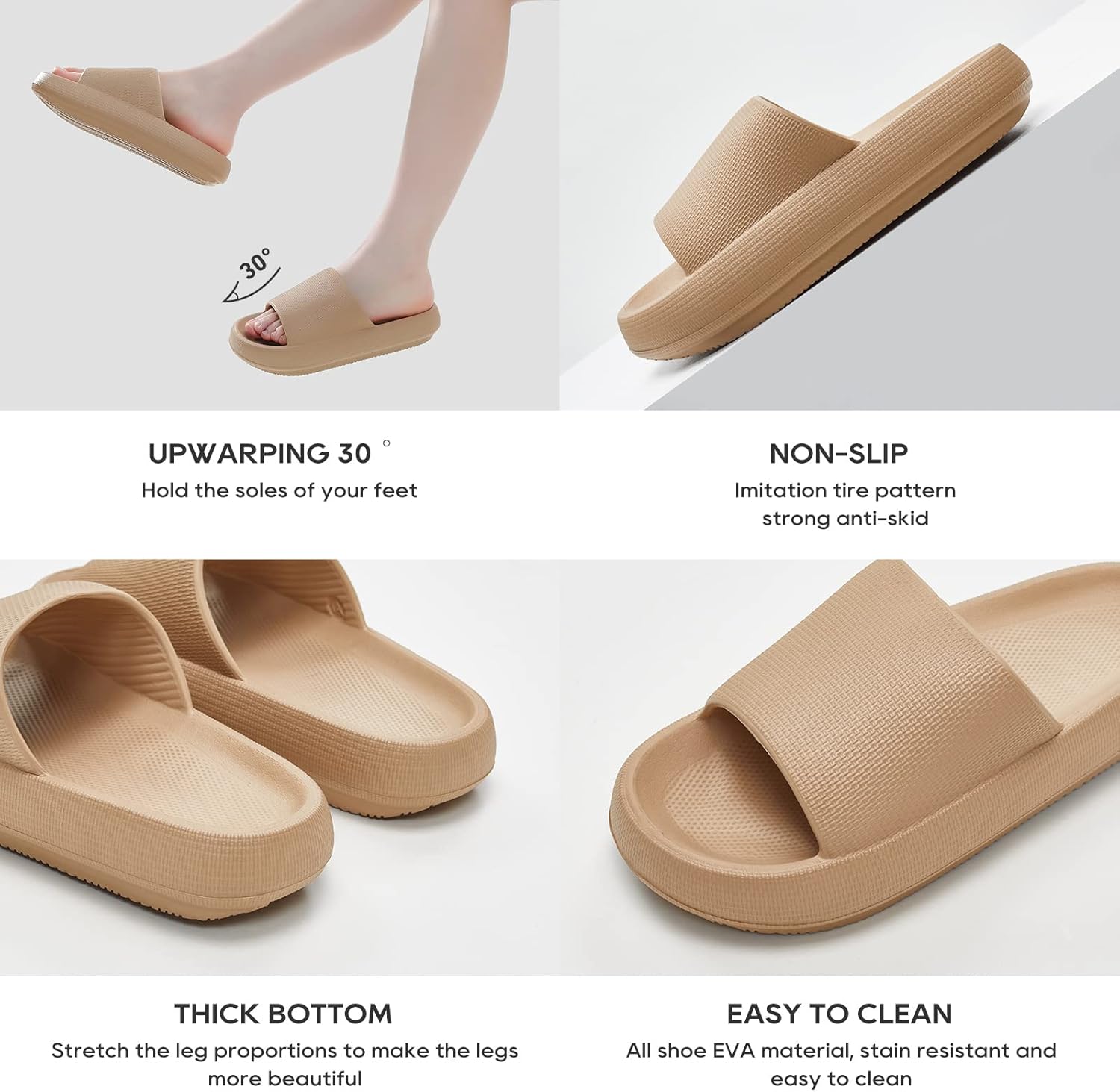 UTUNE Cloud Slides for Women Men Pillow Slippers Non-Slip Bathroom Shower Sandals Soft Thick Sole Indoor and Outdoor Slides - Image 4