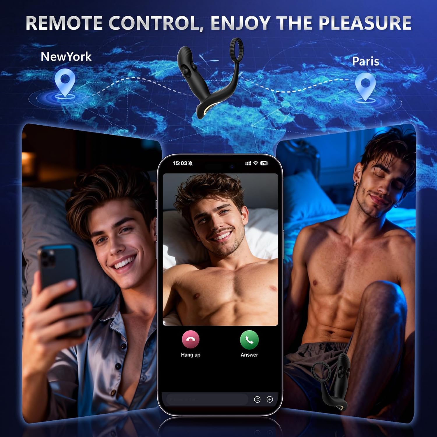 Prostate Massager Anal Toys - Anal Vibrator with 10 Vibrating Rubbing Thrusting Mode, 6 Silicone Penis Cock Ring App Remote Control Anal Dildo Stimulator Adult Sex Toys for Men Gay Couples
