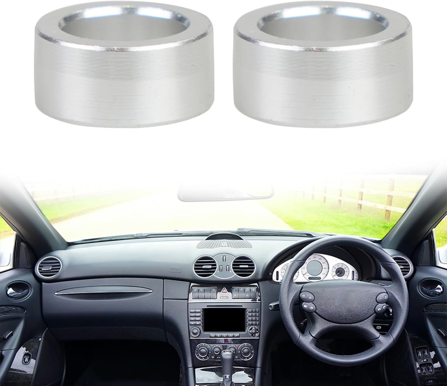 2PCS Replacement Steering Column Sleeve Steering Column Middle Shaft Bushing Stem 1500 Aluminum Bushing